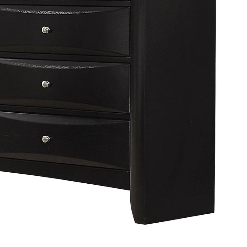 Ica 2pc Wide Dresser and Mirror Set, Chambered Fronts, Black Wood