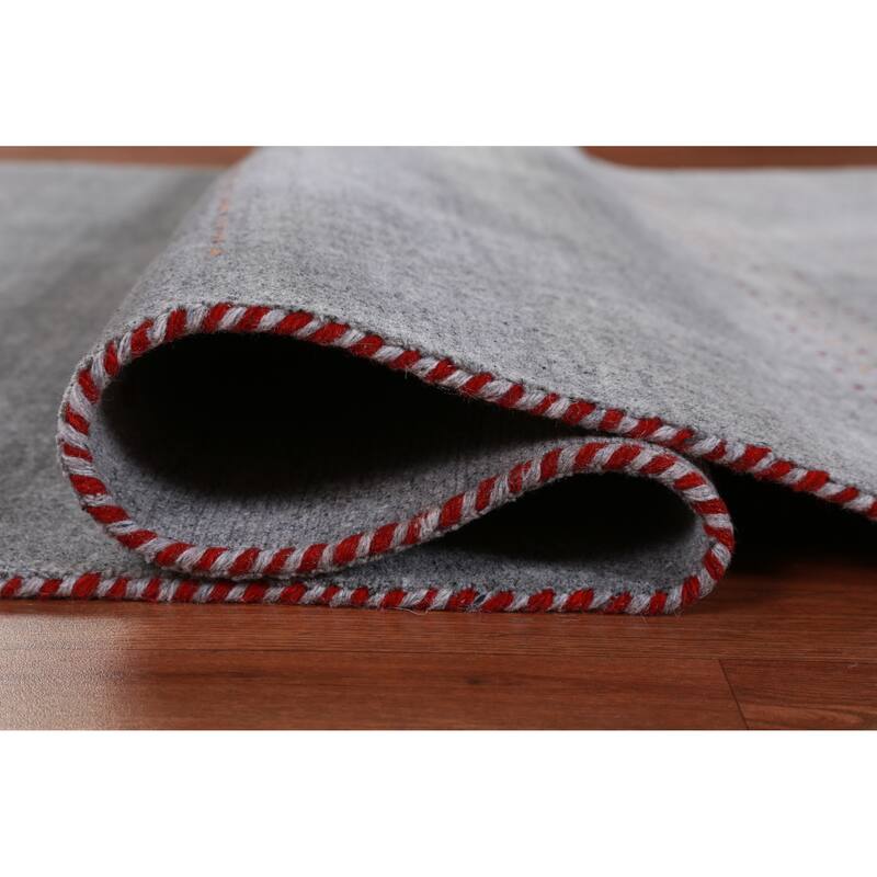 Hand Knotted Oriental 100% Wool Carpet Tribal Animal Pictorial Greys & Charcoal Gabbeh Area Rug - 7' 10'' X 5' 1''