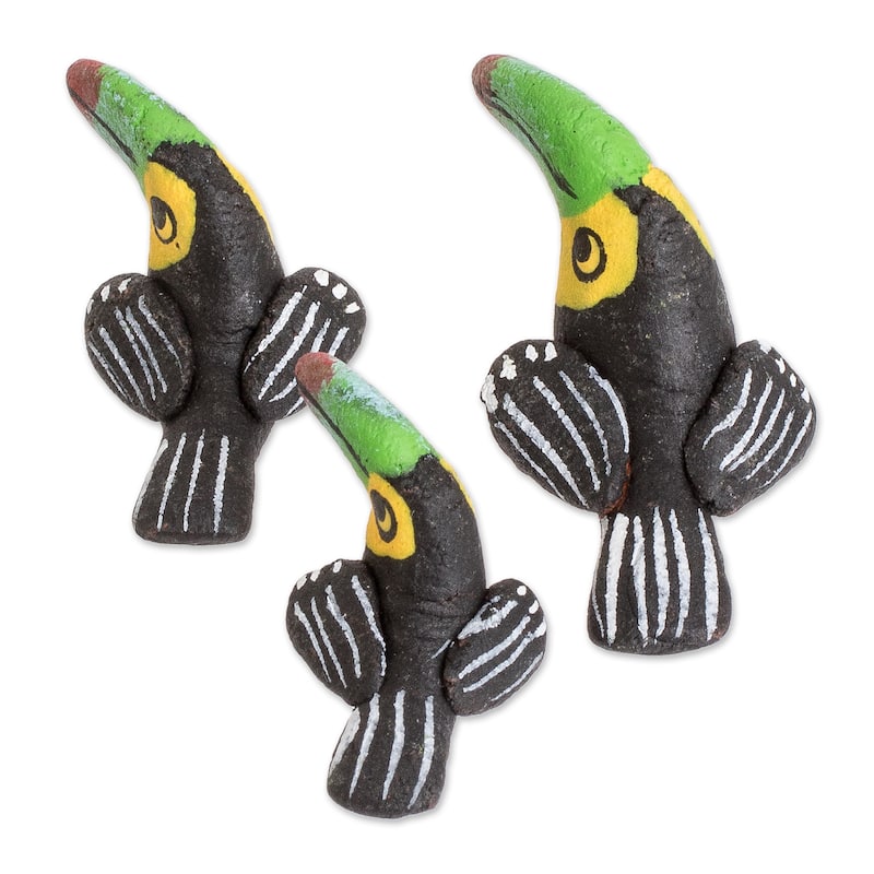 Novica Handmade Toucan Family Ceramic Figurines (Set Of 3)