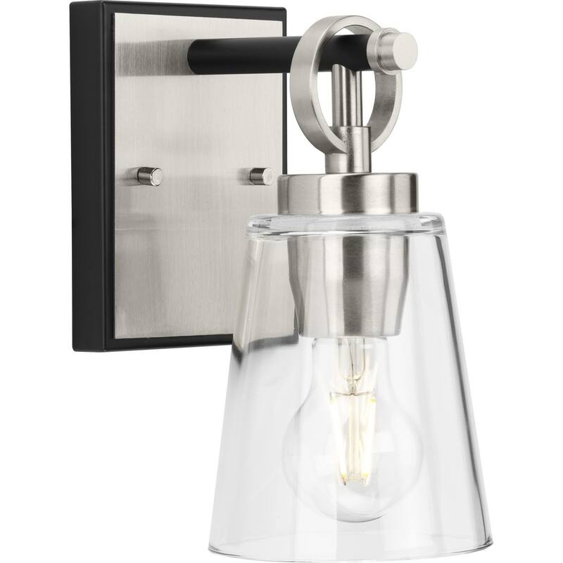 Cassell Collection One-Light Brushed Nickel Matte Black Luxe Industrial Bath & Vanity Light - 4.75 in x 6.62 in x 9.12 in - 4.75 in x 6.62 in x 9.12 in