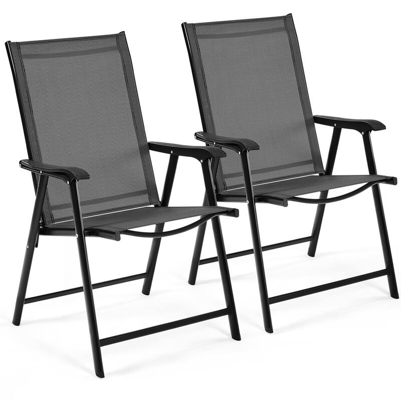 Yaheetech 2pcs Folding Dining Chairs Patio Dining Chairs - Black
