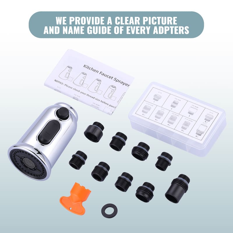Pull Down Kitchen Faucet Head Replacement with 9 Adapter Kit
