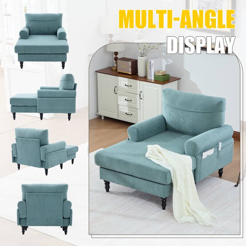 HOMEFUN Chenille Upholstered Wood Frame Recliner Single Sofa with Comfortable Armrests