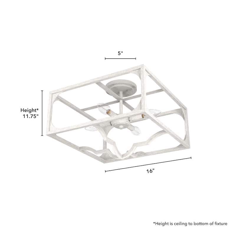 Hunter Highland Hill 4-Light Semi-Flush Mount - Farmhouse, Rustic