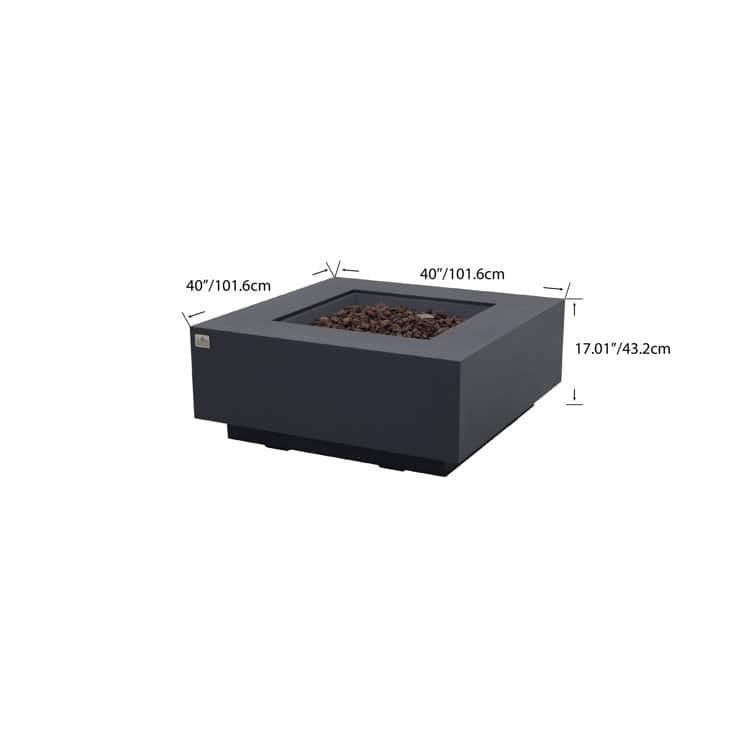 Brooklyn 40" Square Concrete Fire Pit Table by AMS Fireplace