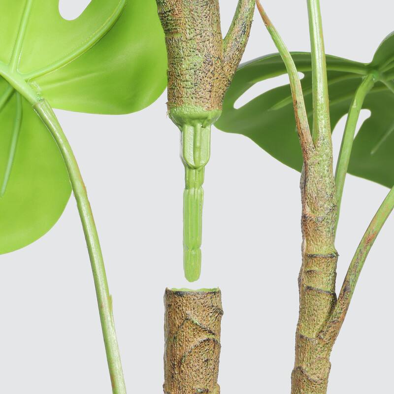 30" Artificial Monstera Deliciosa Plant with White Pot, 2 pcs / set