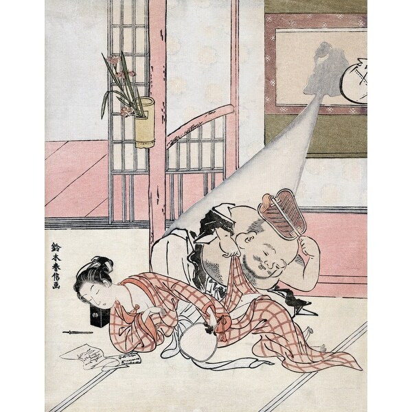 Shop Daikoku From A Painting Taking A Peek Under A Woman S Kimono Japanese Wood Cut Print Art Print Multiple Sizes Available Overstock 27913120