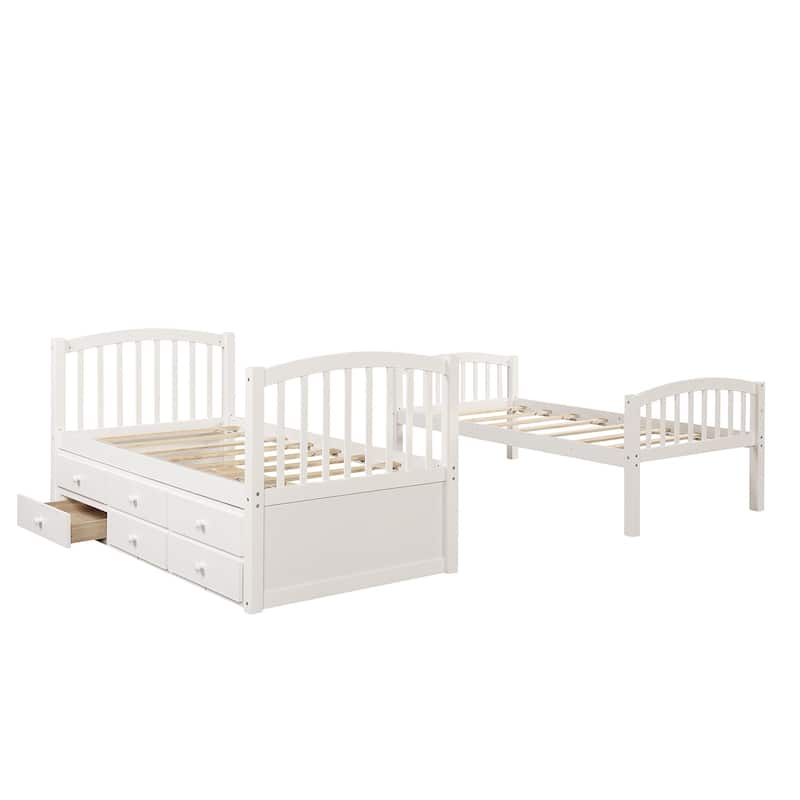 Merax Twin over Twin Bunk Bed with Trundle and 3 Drawers