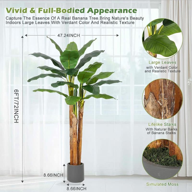 Artificial Faux Silk Banana Tree for Home Tropical Decor