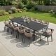 preview thumbnail 1 of 28, 9/11/13-Piece Patio Dining Set Outdoor All-Weather Aluminum Dining Table and Woven Twist Wicker Stackable Chairs Brown - Set of 13