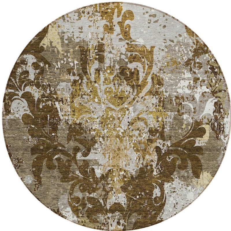 HomeRoots Damask Transitional Rectangle Outdoor Rug
