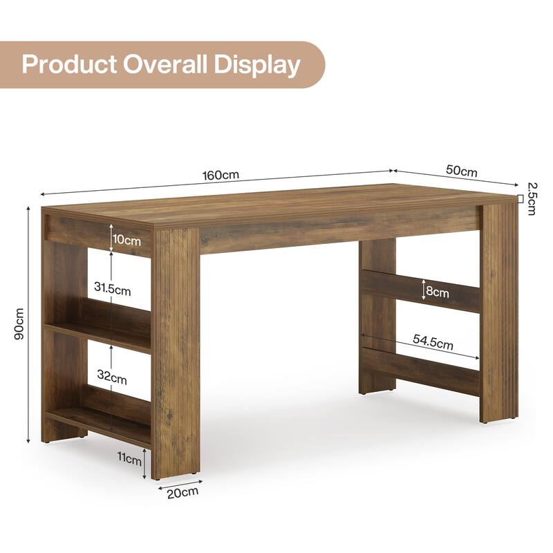 63-Inch Kitchen Island with Storage
