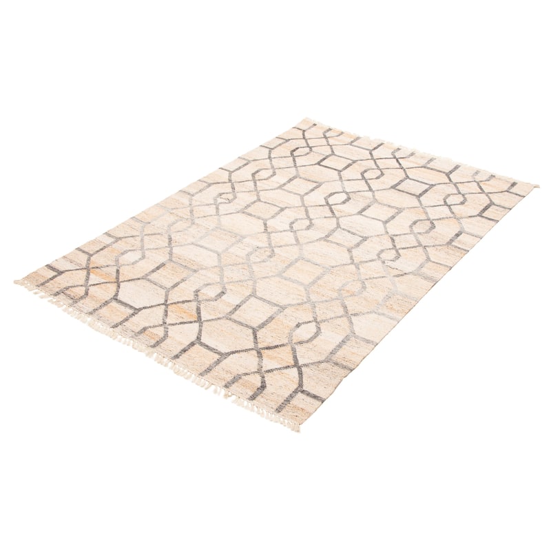 ECARPETGALLERY Flat-Weave Ankara FW Beige Wool Kilim - 5'6 x 7'7