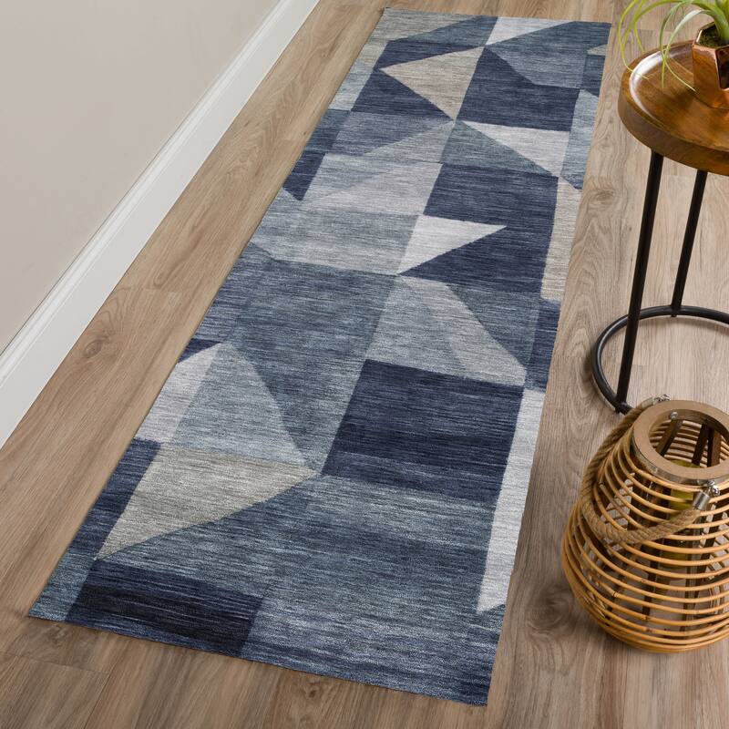 Machine Washable Indoor/ Outdoor Geo Rubi Chantille Rug