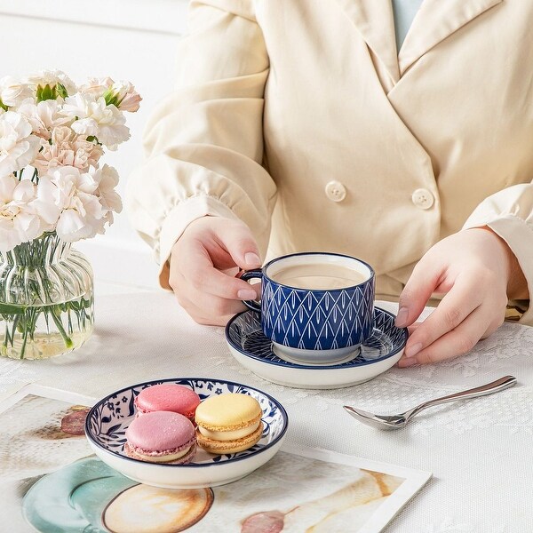 vancasso SELENE 6-Piece Porcelain Espresso Cup with Saucer Set