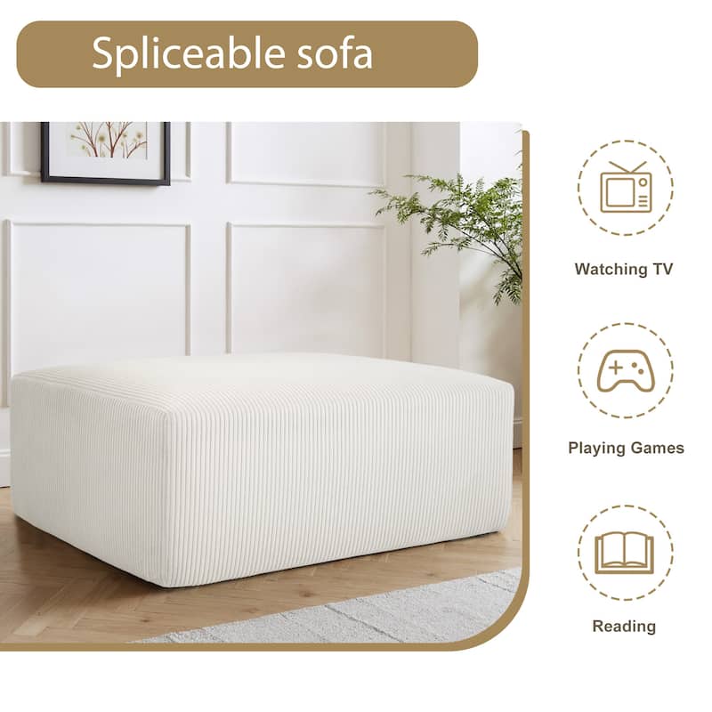 Corduroy Upholstered Modular Sectional Sofa with Ottoman