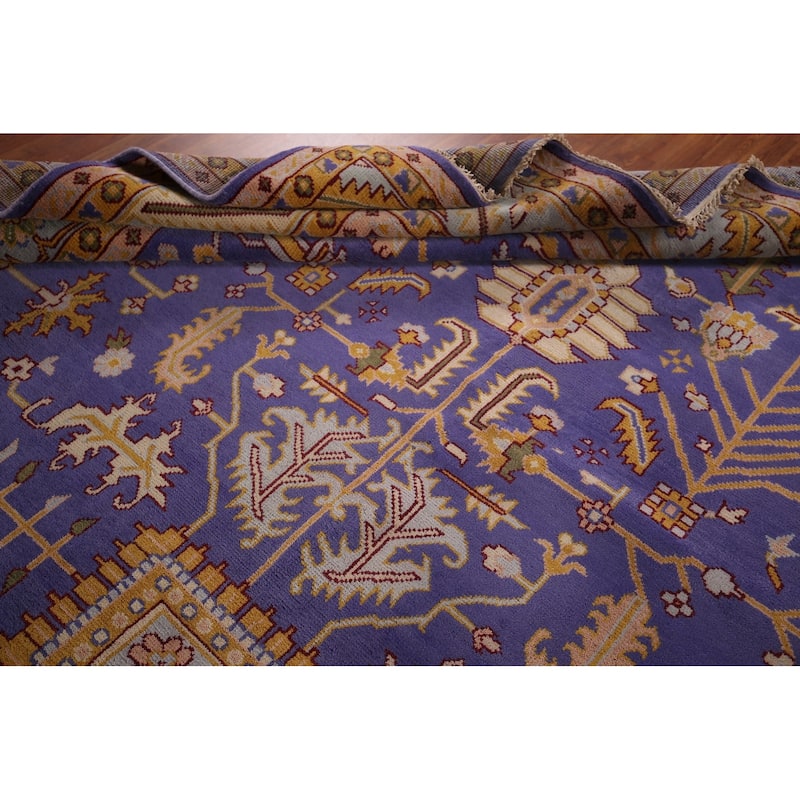Purple Oushak Large Indian Area Rug Handmade Wool Carpet - 11'9"x 14'8"