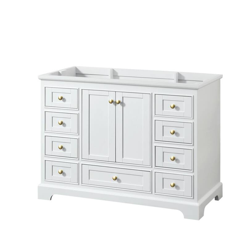 Wyndham Collection Deborah 47-1/4" Free Standing Single Wood Vanity - White / Brushed Gold Hardware