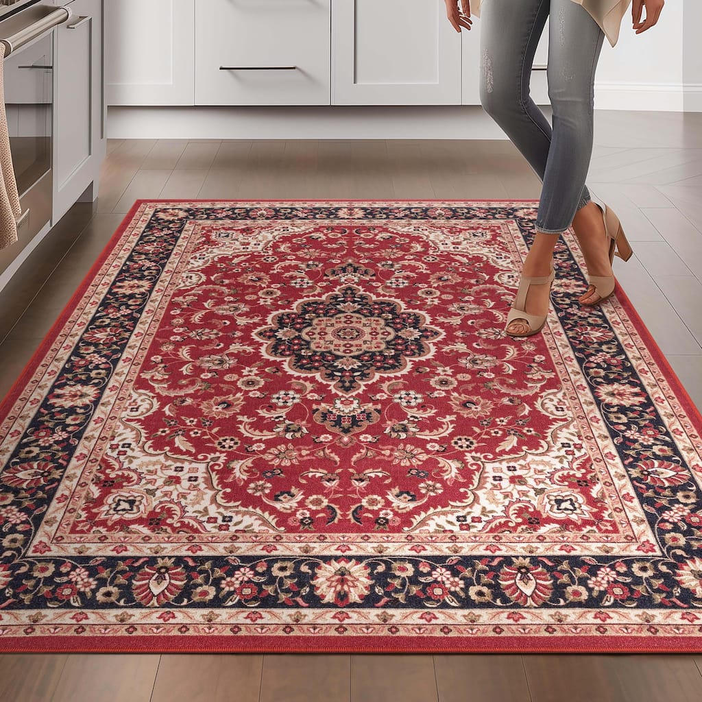 Well Woven Kings Court Gene Traditional Medallion Persian Washable Rug