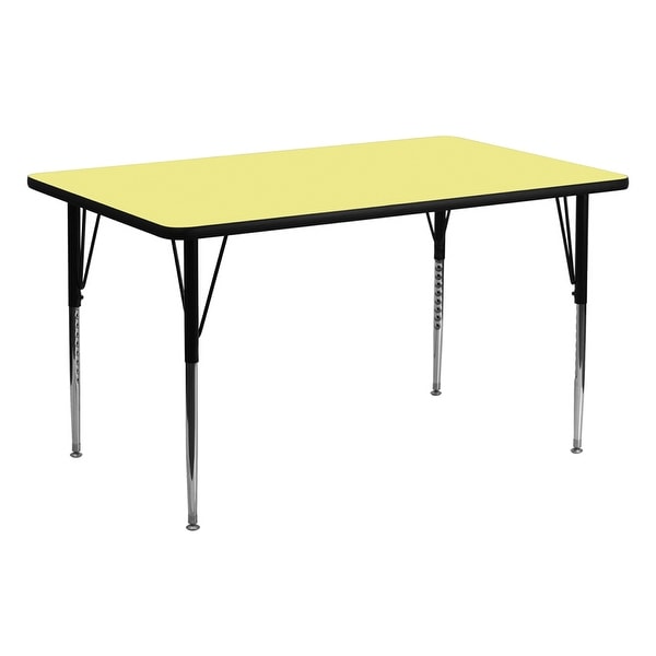 Offex 30"W x 72"L Rectangular Activity Table with Yellow Thermal Fused Laminate Top and Standard Height Adjustable Leg - N/A