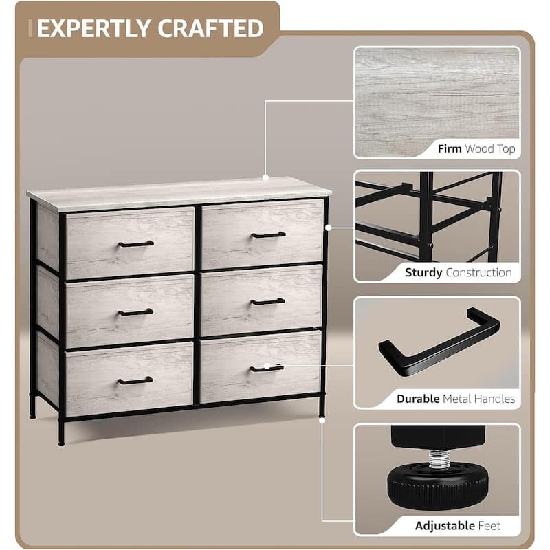 Dressers for Bedroom with 6 Drawers, Chest of Drawers for Bedroom