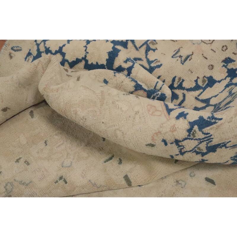 Hand Knotted Oriental 100% Wool Carpet Traditional Floral Beige & Ivories Kerman Area Rug - 12' 10'' X 9' 4''