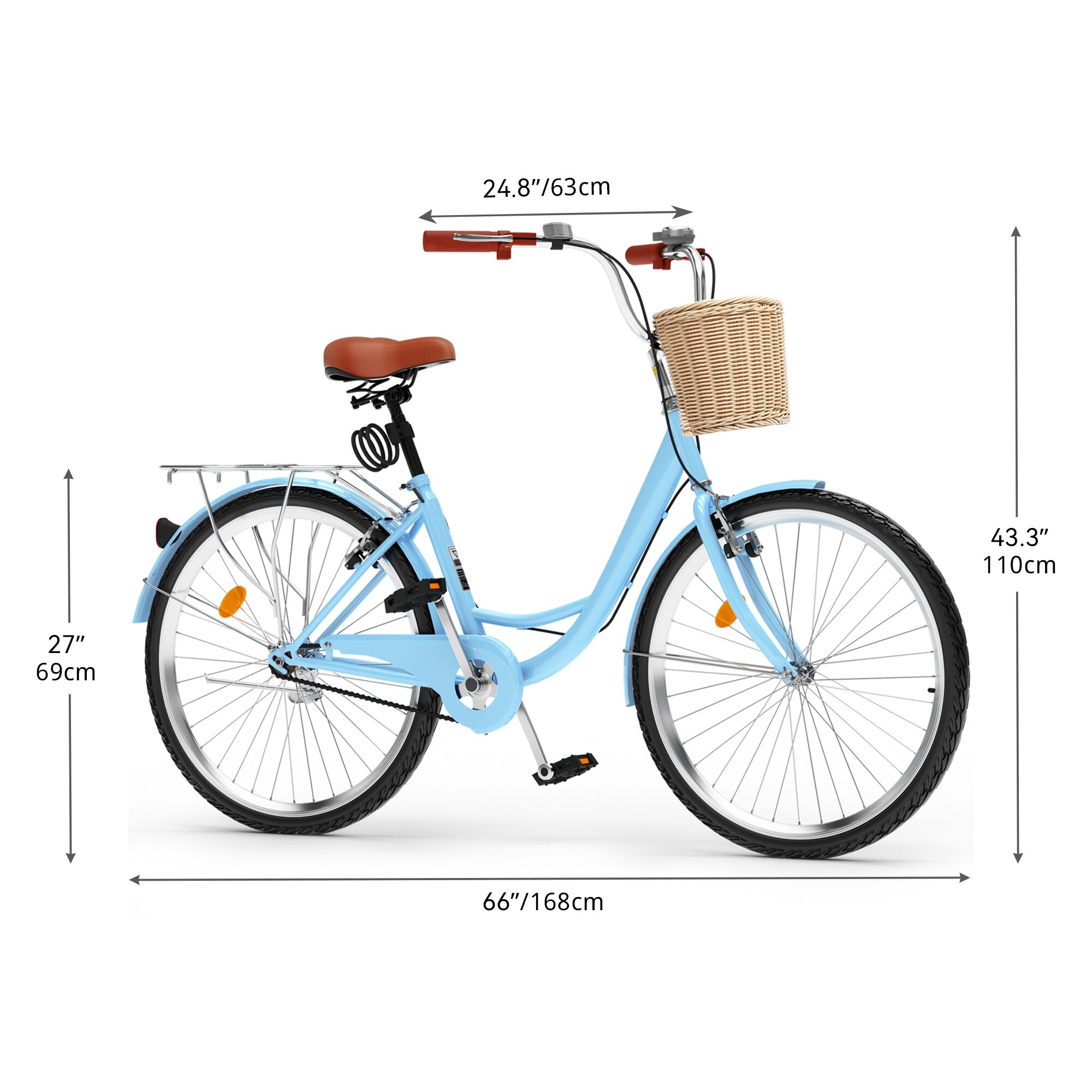 24 Inch Beach Cruiser Bike for Women 1 Speed Commute Bike for Adults Womens Bicycle with Adjustable Seat in Light Blue On Sale Bed Bath Beyond 40898577