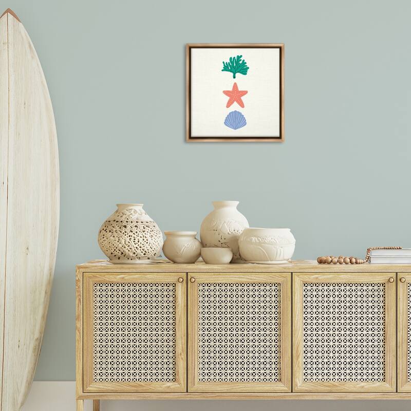 Stupell Coral & Sea Life Minimal Framed Floater Canvas Wall Art Design By Sazerelli Designs