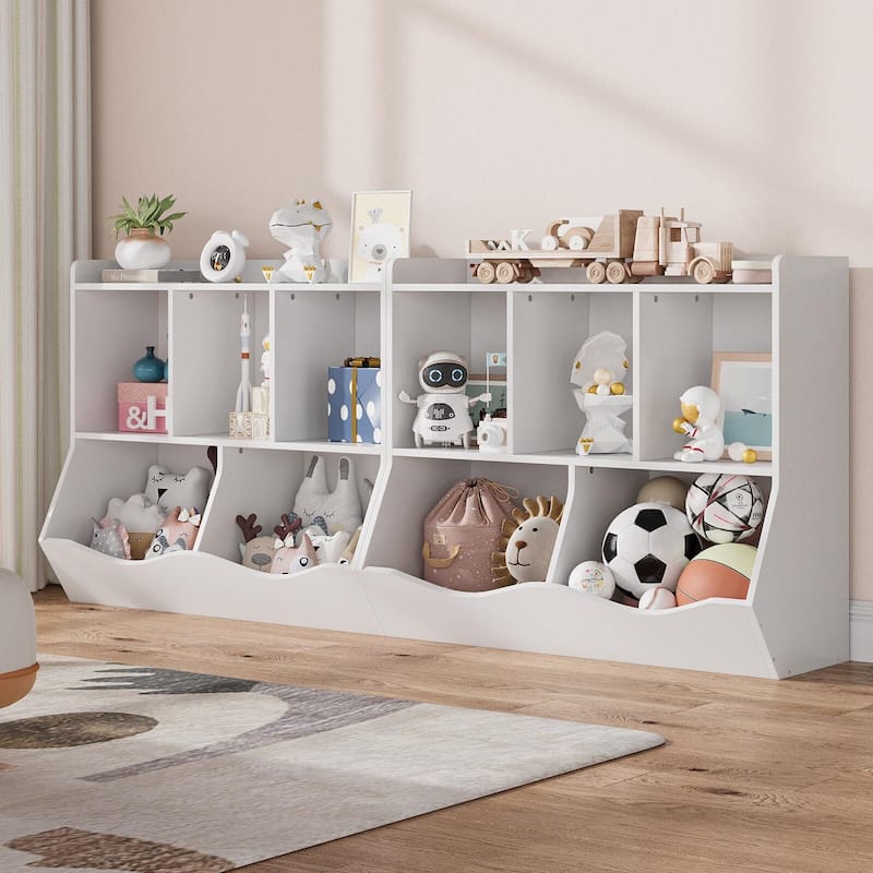 Kids Bookshelf and Bookcase Toy Storage Multi Shelf with Cubby Organizer Cabinet for Boys Girls
