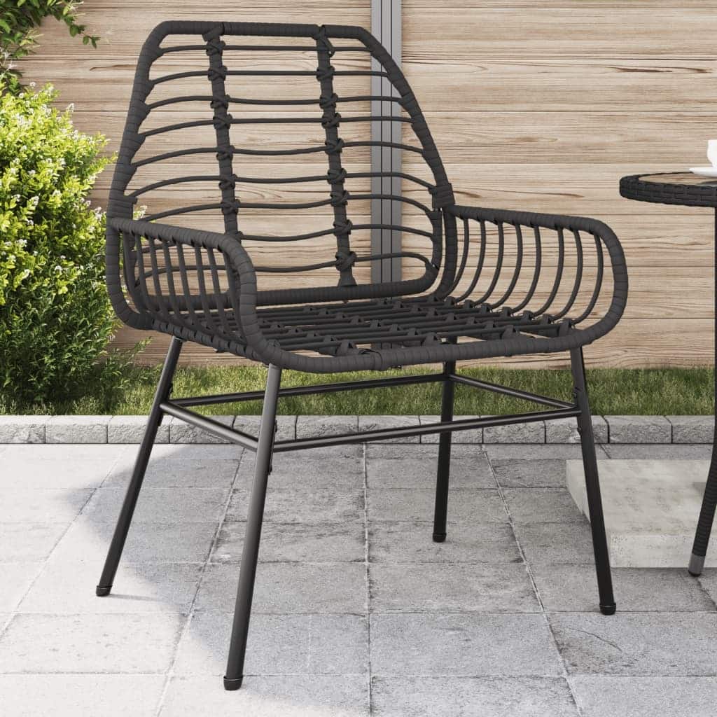 vidaXL Garden Chair Black PE rattan, powder-coated steel Medium - 23.6 x 22.4 x 33.9 in.