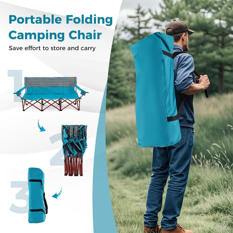 Costway Oversized 3 Person Camping Chair Portable Folding Camp Couch - See Details