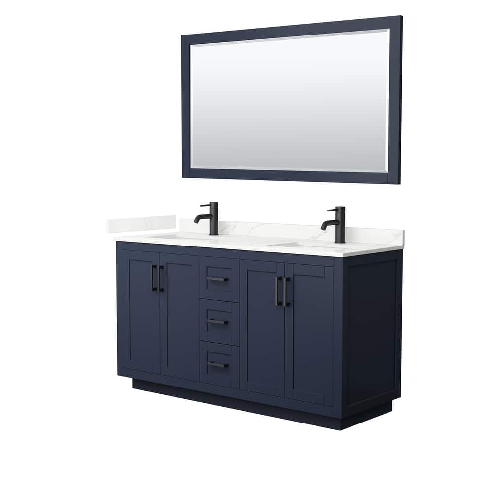 Miranda 60-inch Double Vanity, Quartz Top, 58-inch Mirror