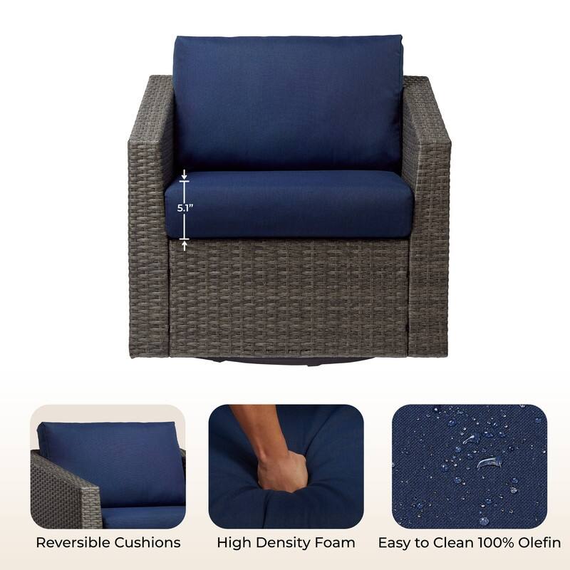 Oakley Outdoor Wicker Patio Furniture Swivel Chair