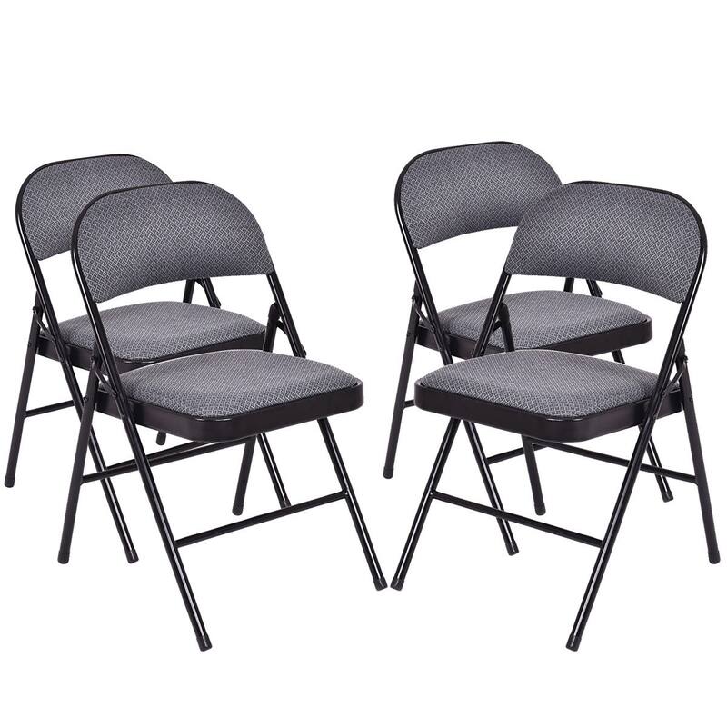 4 PCS Folding Chairs with Metal Frame Portable Chairs with Padded Seat