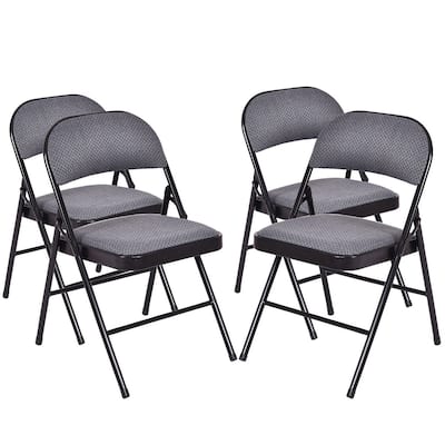 4 PCS Folding Chairs with Metal Frame Portable Chairs with Padded Seat