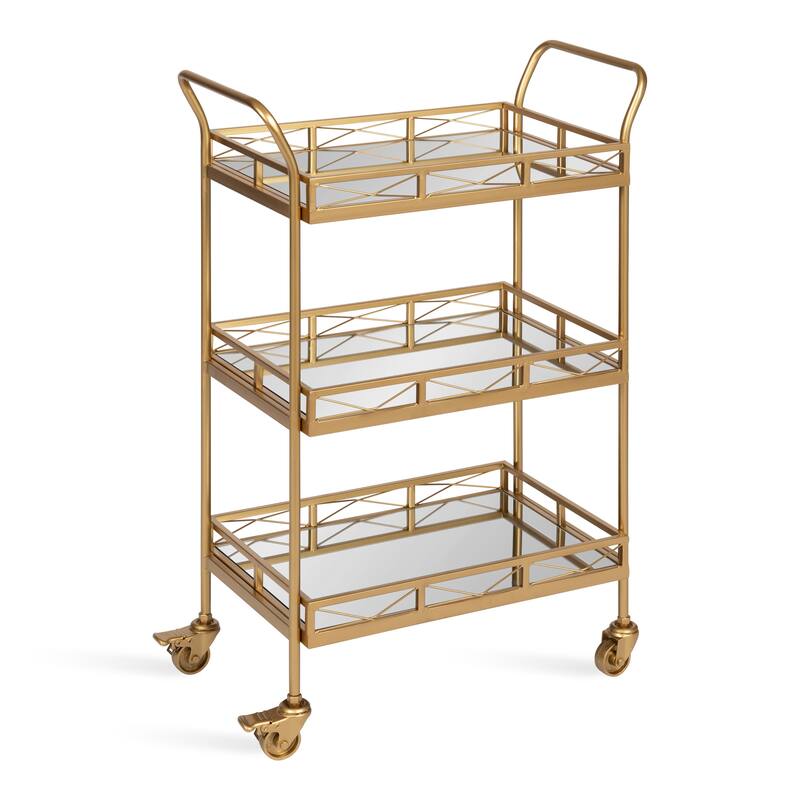 Kate and Laurel Ketia Metal and Glass 3-tiered Tray Bar Cart - Gold - Assembly Required