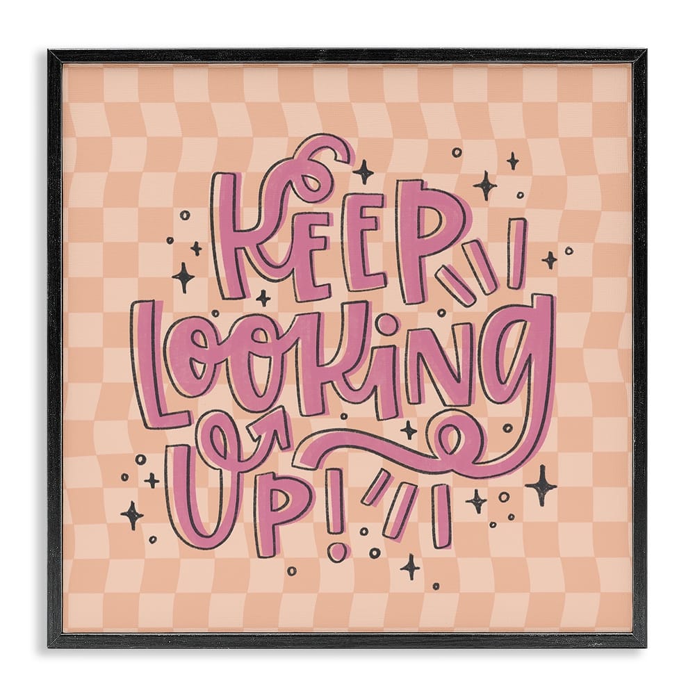 Stupell Keep Looking Up on Checkered Framed Giclee Art Design By Sarah Hickman