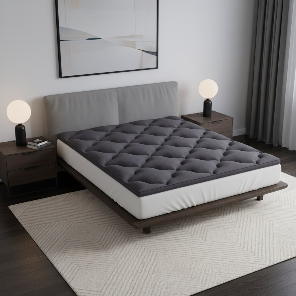 2" Dark Gray Cotton Queen Mattress Topper - Dark Gray