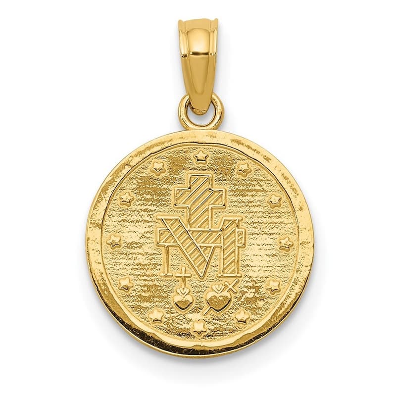 Curata 14k Yellow Gold 18" 12mm Miraculous Medal Pendant Necklace