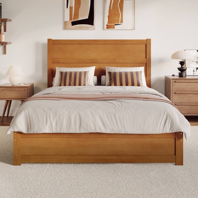 Aveline Wood Platform Bed with Matching Footboard & Storage Drawers