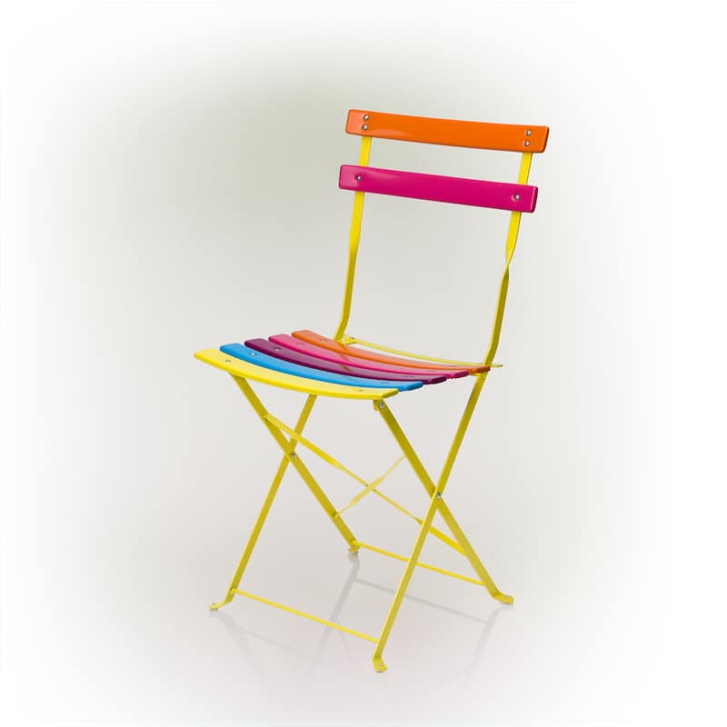 Alpine Corporation Indoor/Outdoor 3-Piece Bistro Set Folding Table and Chairs Patio Seating
