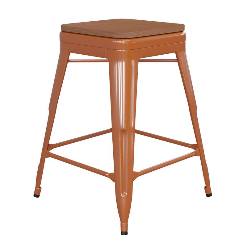 Indoor/Outdoor Backless Counter Stool with Poly Resin Seat