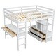 preview thumbnail 15 of 13, Multi-functional Design Full Size Loft Bed with Built-in Desk with 2 Drawers and Storage Shelves, Space Saving, White