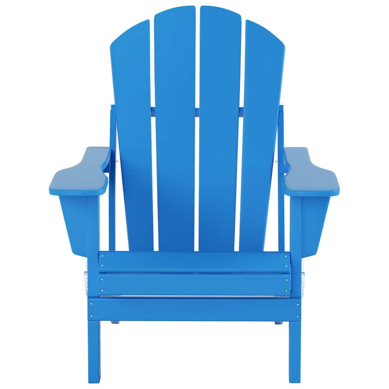 Polytrends Laguna Hdpe All Weather Outdoor Patio Foldable Adirondack Chair With Side Table (2-Piece Set)