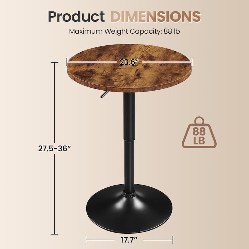 Yaheetech Adjustable Round Pub Table Bar Table