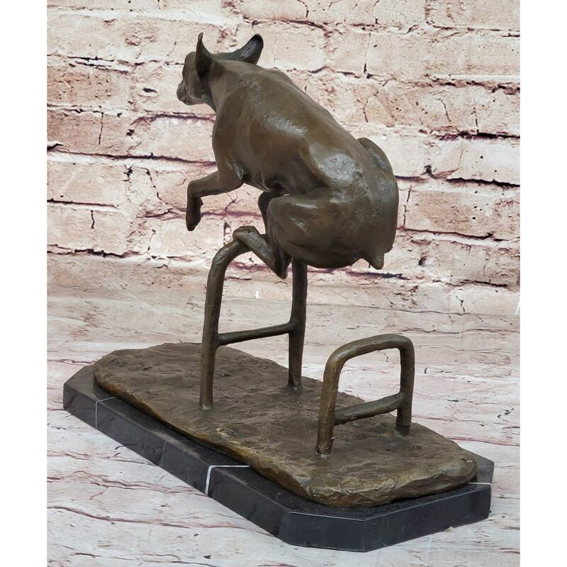 Dog Jumping Hurdle Bronze Sculpture Show Competition Trophy Original Art