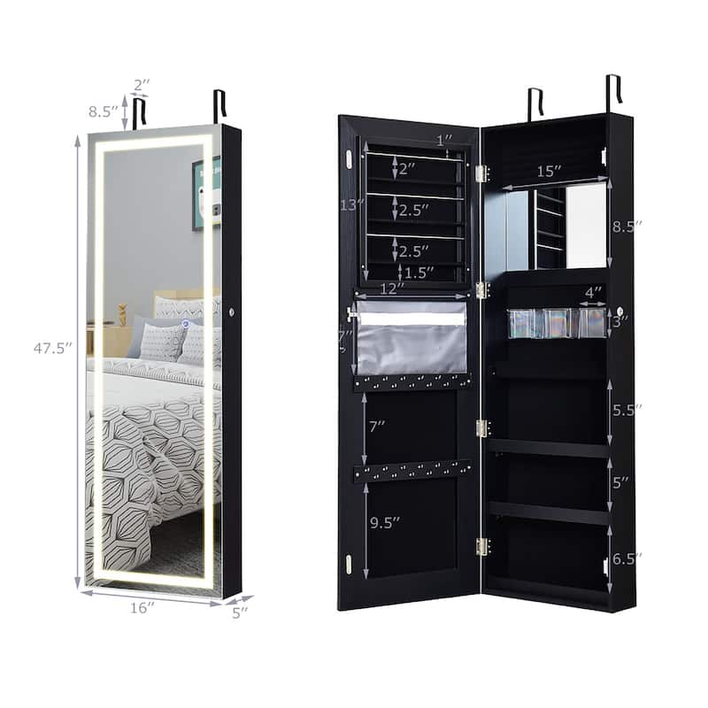 Jewelry Armoire Wall Door Mounted Lockable Jewelry Cabinet