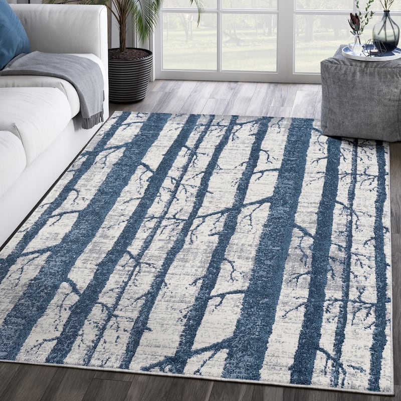 Abani Rugs MIST Blue Trees Area Rug