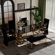 preview thumbnail 1 of 6, Luxury Black and Gold Dining Room Table Set Table with 4 Chairs and Bench