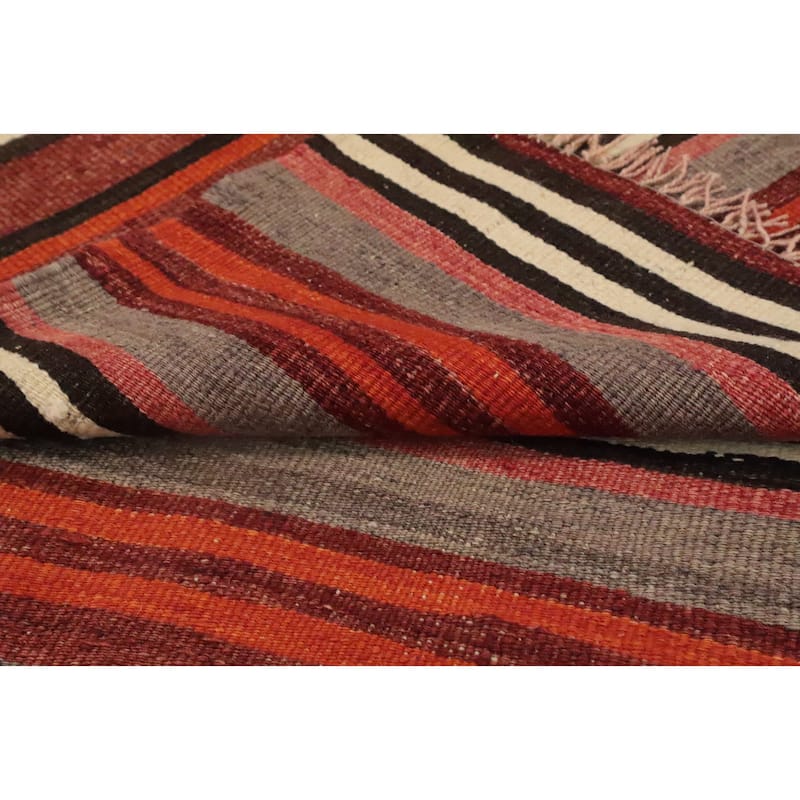 Hand Woven Oriental 100% Wool Carpet Southwestern Geometric Multi-Colored Kilim Area Rug - 9' 3'' X 5' 3''
